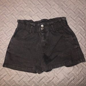 High waisted paper bag shorts